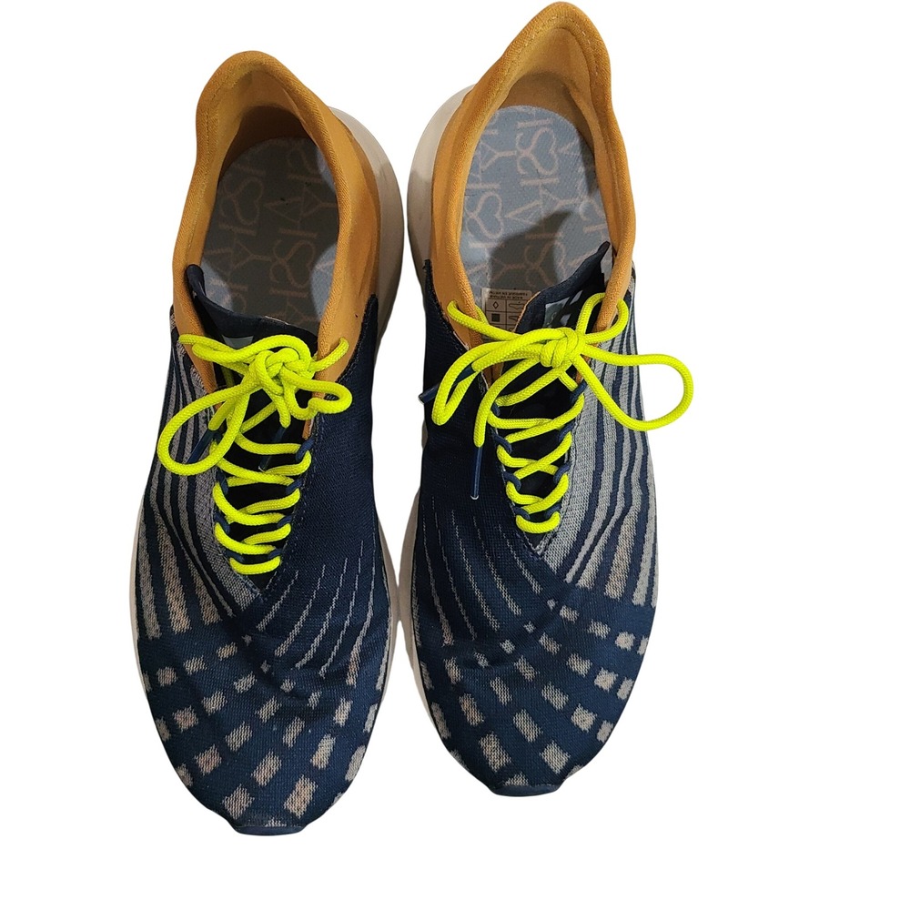 Saysh One Womens 8.5 Running Shoes‎ Navy Mustard Yellow Neon Laces Allyson Felix - Picture 12 of 13